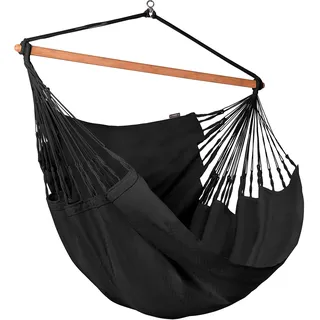 La Siesta®- Habana Hängesessel Kingsize Size für Entspannung & Stil: 360° Drehgelenk, hochwertiges Bambusholz- GOTS-zertifizierte Baumwolle.(Onyx)