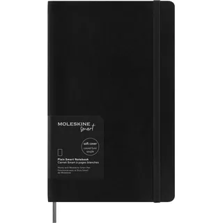Moleskine Smart Notebook, Smart Writing System, Digitales Smart-Notizbuch mit Weichem Einband, Blanko-Seiten und Praktischem Gummizugverschluss, Großformat 13 x 21, Farbe: Schwarz