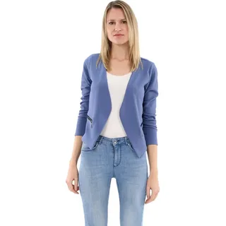 malito more than fashion Jackenblazer malito Damen Blazer ohne Kragen, Sakko im Basic Look, Kurzjacke mit Sweatblazer im Basic-Look blau XL