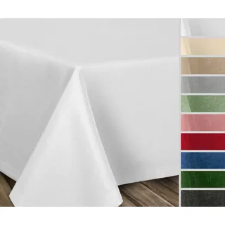 Beautex Tischdecke Fleckenabweisende bügelfreie Tischdecke mit Lotuseffekt, Leinenoptik (1-tlg) weiß Eckig | 130 cm x 300 cm