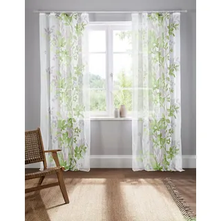 Home affaire Gardine Ina, Kräuselband (2 St), transparent, Voile, transparent, 2-er Set, einseitig bedruckt, Voile grün 144 cm x 175 cm