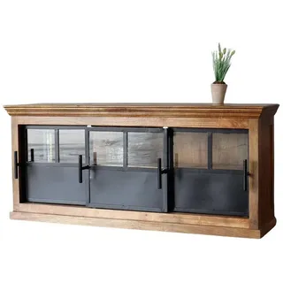 baario TV-Board Lowboard HOXT Industrial Metall, TV-Board massiv Mangoholz & Eisen braun