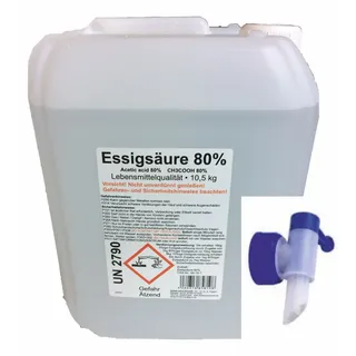 Schleicher's 10 kg Essigsäure 80% LEBENSMITTELQUALITÄT E 2 60, mit AUSLASSHAHN