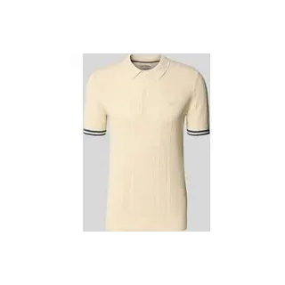 Slim Fit Poloshirt mit Strukturmuster und Knopfleiste, Beige, L