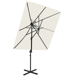 vidaXL Balkonsichtschutz Ampelschirm mit Lüftung Sandfarben 250x250 cm beige Ø 250 cm x 250 cm x 100 cm x 253 cm