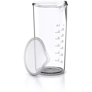 Arendo Messbecher mit Deckel, 600ml, 20 Unzen, Klarsichtbecher, Mixbecher aus Kunststoff, Kunststoff, (1-St), ideal für elektrische Handmixer, Stabmixer & Handrührer, BPA-frei weiß