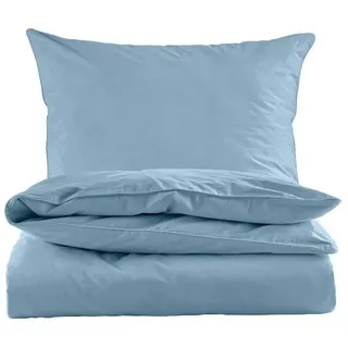 Hessnatur Bettwäsche aus reiner Bio-Baumwolle, Web, 2 teilig blau|grau