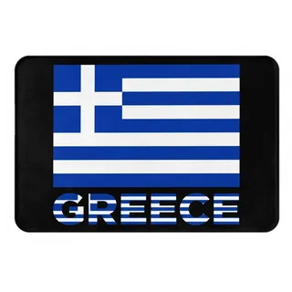 Schuhmatte Griechenland Griechische Flagge Fussmatte Strapazierfähige Anti-Rutsch Türvorleger Pflegeleicht Türmatte Für Außen Garten 40×60Cm