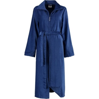 Cawö Damenbademantel 4311, Langform, Baumwolle, Mit einem Reißverschluss, Reißverschluss, Mit Reißverschluss blau