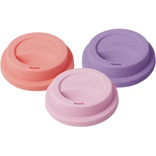 RICE Silikon Deckel für Melamin Becher 3er, pink Ø 9 cm, Höhe 2 cm