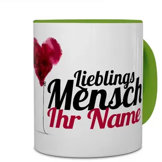 printplanet® Tasse mit Namen personalisiert - Motiv Lieblingsmensch individuell gestalten - Farbvariante Grün