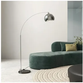 HOMCOM Stehlampe Stehleuchte höhenverstellbar, schwenkbar Bogenlampe, Leuchtmittel wechselbar, für Wohnzimmer, Silber silberfarben