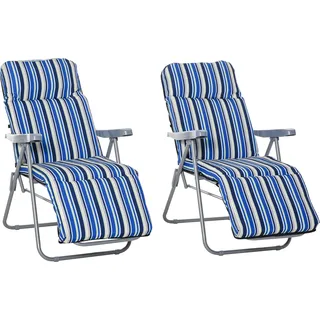 Outsunny Liegestuhl 60 x 75 x 65-102 cm blau 2 St.