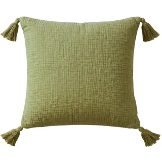 Homescapes Musselin-Kissen 45 x 45 cm Salbei