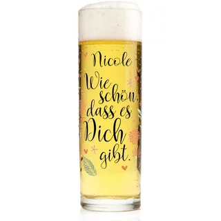 Herz & Heim® Kölsch Bierglas personalisiert mit Aufdruck – 200 ml Kölschglas mit Name, Alter & Wunschtext – Kölsch Glas als Geburtstag Geschenk für Männer, Frauen & Köln Fans (Schön dass es dich gibt)