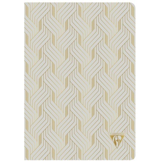 Clairefontaine 193636C Notizbuch Neo Deco Frühlings Sommer Kollektion, mit Fadenbindung, 14,8 x 21cm, 48 Blatt, liniert, 90g, elfenbeinfarbiges Papier, 1 Stück, Perlgrau