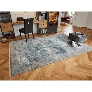 Musterring Vintage Teppich Apollo 67 x 130 cm Mischgewebe Grau, Blau Grau /