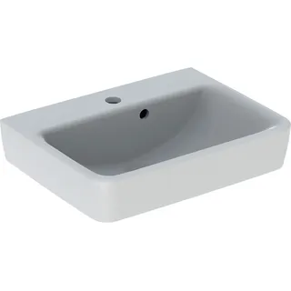 Geberit Renova Plan Handwaschbecken 50 cm Hahnloch mittig und Überlauf asymmetr.