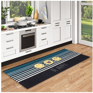 Küchenläufer Küchenläufer Teppich Trendy Smiley Be Happy, Pergamon, Rechteckig, Höhe: 5 mm schwarz 45 cm x 145 cm x 5 mm