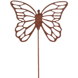 naninoa Metall Stecker. Schmetterling Rost Deko Gartenstecker, Blumenstecker braun ca 34cm.