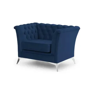 S-STYLE Chesterfield Sessel  Wilhelm ¦ blau ¦ Maße (cm): B: 116 H: 78