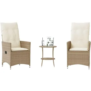 Festnight Rattan Balkonmöbel Set 3 Teilig Gartenstuhl Verstellbar Lehne Balkon Möbel Kleiner Balkon Sitzgruppe Garten 2 Personen Balkon Set Balkonset 2 Stühle 1 Tisch Balkonstuhl Gartensessel
