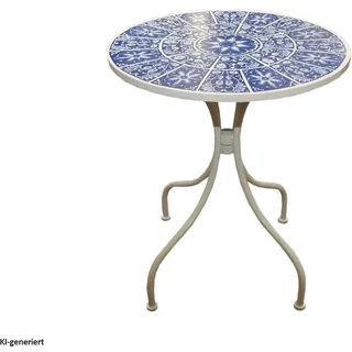Hti-Living Gartentisch Ø 60 x 70 cm Blau/Weiß