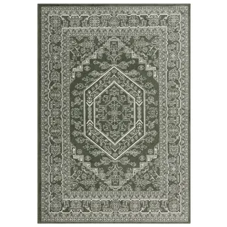 SAFAVIEH Akzent-Teppich 91 x 152 cm - Adirondack Collection - Traditionelles Design, Dunkelgrün & Elfenbein, Pflegeleichte Synthetikmischung, Ideal für Wohnzimmer, Schlafzimmer, Büro