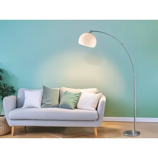 Bogenlampe Designklassiker Brasilia Silber Chrom Mit Acrylschirm, Höhe 180cm