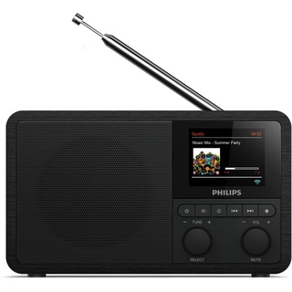 Philips Audio Internetradio DAB+ PR802/12 Radiowecker DAB+ (Bluetooth, DAB+, Sleep Timer, Dual Alarm, Spotify Connect) Schwarz