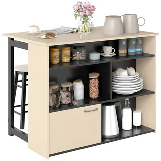 Homaire 3-teiliges Bar-set Aus Spanplatte, Klappbar, Mit Stauraum, L116xb70xh89,5 Cm, Schwarz+eiche