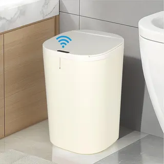 Dreamhigh 20L Mülleimer Mit Sensor, Sensor Mülleimer mit Deckel, Elektrischer Mülleimers Luftdichter, Automatischer Mülleimer IPX5 Wasserdicht für Schlafzimmer, Badezimmer, Küche, Büro (Weiß)