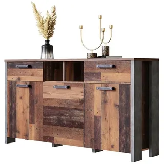 Newroom Sideboard Old Wood 156 cm, Sideboard Old Wood Beton Optik Vintage Industrial Highboard Anrichte beige
