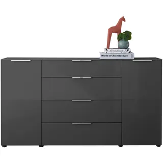 Die Möbelfundgrube Kommode Santorin 180 x 99 x 40 cm Anthrazit/Glasfronten