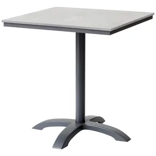 Ambia Garden Balkontisch, Anthrazit, Grau, Holz, Metall, Teakholz, massiv, quadratisch, 70x74x70 cm, Balkonmöbel, Balkontische
