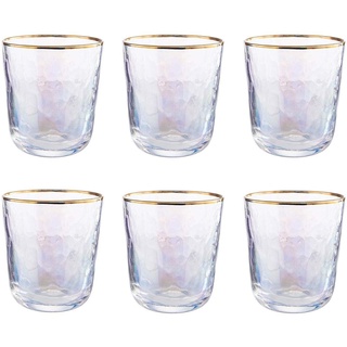BUTLERS Trinkglas, Set 6x Gläser mit Goldrand 280ml aus Glas -SMERALDA- ideal als Wasserglas, Gläser & Trinkgeschirr, Trinkgläser Set