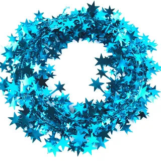 Wambere 3 Stück Weihnachtsdeko Girlande Lametta Girlande 7,5m je Stück,Kleine Sterne Girlande Weihnachten Draht mit Sternen Deko,für Weihnachtsbaum Zuhause Hochzeit Party Festival Dekoration,Hellblau
