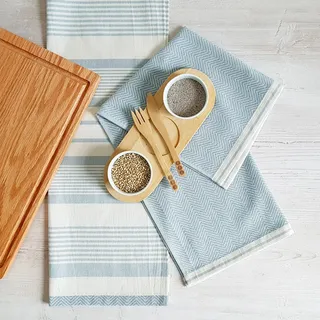 Geschirrtuch FRAMSOHN FROTTIER "Modern Living Streifen, aus 100% Baumwolle", blau (rauchblau), B:50cm L:70cm, 100% Baumwolle, Geschirrtücher, Geschirrtuch Wischtuch, dichte Feinwebung, in Österreich hergestellt, 50x70 cm