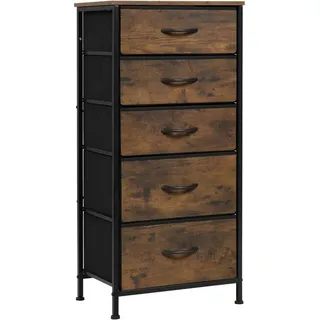 Woltu Kommode 45,5 x 95,5 x 30 cm 5-tlg. Braun/Schwarz