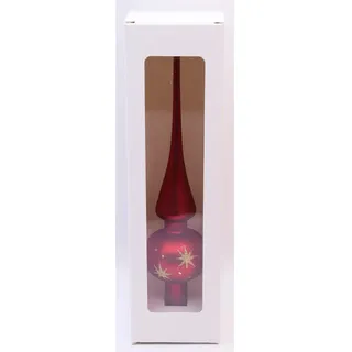 Vitbis Glas-Weihnachtsbaumspitze 6 cm Dekor Rot-Matt