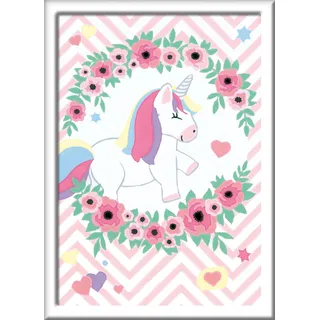 Ravensburger CreArt 28928 - Zuckersüßes Einhorn aus Spring in eine Pfütze - Malen nach Zahlen Einhorn für Kinder ab 9 Jahre