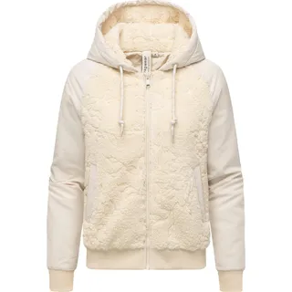 Ragwear Damen, Plüsch Jacke mit gemustertem Teddyfleece, Zipper und Kapuze Talianita YOUMODO", Ecru Gr. XXL - XXL