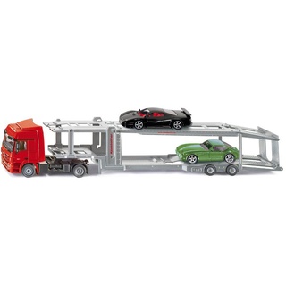 Siku Spielzeug-LKW SIKU Super, Autotransporter (3934), inkl. 2 Spielzeugautos rot|silberfarben