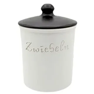 Keramik Zwiebeltopf L 15 x 21 cm (weiß/schwarz)