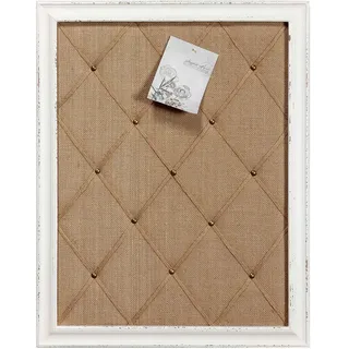 Sintosin Landhausstil Korkwand Pinnwand mit Holzrahmen 52 x 68 cm, Rustikales Ausführung Pinnwand Kork, Cork Notice Board, Memo Board Leinen Deko, Pinboard für Crafting