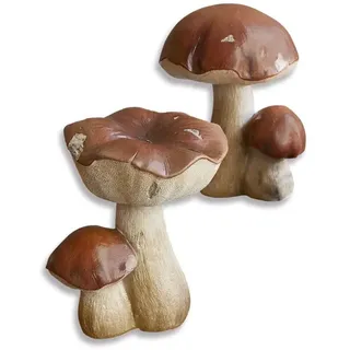 Loberon Deko-Pilz 2er Set Beenie, | Herbst, Naturnahes Design, Set mit jeweils 2 Pilzen, Hochwertiger Kunststein