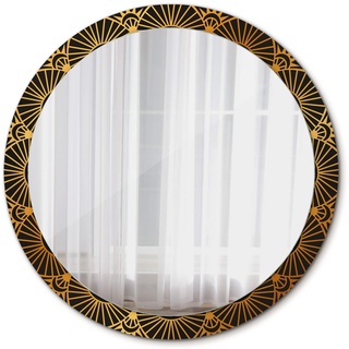 Tulup Ø 100 cm Bedruckter Spiegel Hängend Runder Wandspiegel - Gold Mandala