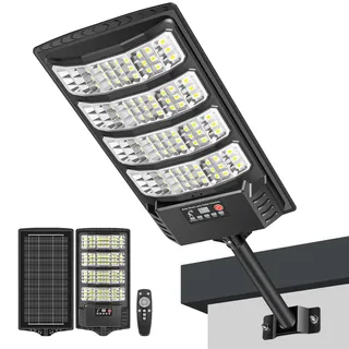 LEKIA Solarlampen für Außen - 6000K Solar Straßenleuchten für Außen mit Bewegungsmelder und Fernbedienung, Weitwinkel LED solar Aussenleuchte Wasserdicht Solarstrahler für Gärten Garage Hof, 1 Stück