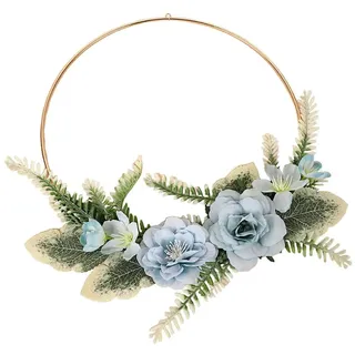Wambere 1 Stück Hängen Kranz Blumenkranz Deko Künstlich Blumen,Girlande für Haustür Fenster Wand Hängepflanzen-Dekokranz für Hochzeit Party Garten,Hochzeit,Party,Festival,Weihnachten,Hellblau
