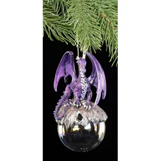 Lila Drache als Christbaum-Schmuck Hoarfrost | Christbaumkugel Figur Weihnachten Anhänger Baum Deko